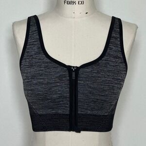 All in Motion Seamless Zip‎ Front Sports Bra Heathered Gray Workout Size M